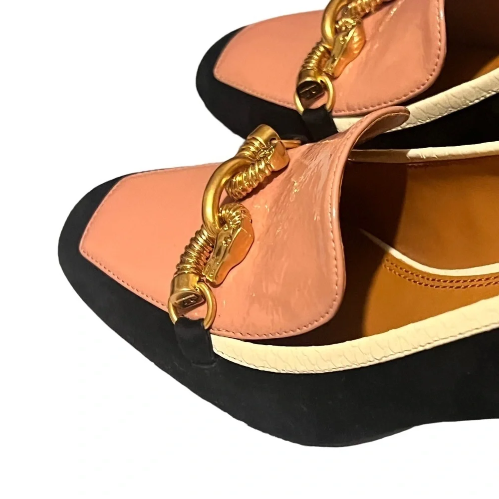Tory Burch‎ Jessa Suede Heel Pump Black Pink Ivory